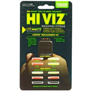 HiViz Hi-Viz Litewave Green/Red Front & Green/Red/Black Rear LitePipes Kit - LWH-KIT - Iron Sights for AR-15, vista 1