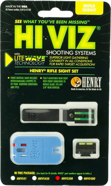 HiViz Hi-Viz Litewave Henry Rifle Green/Red/White Interchangeable Front And Rear Sight Set - HHVS500 - Iron Sights for AR-15 - view 1