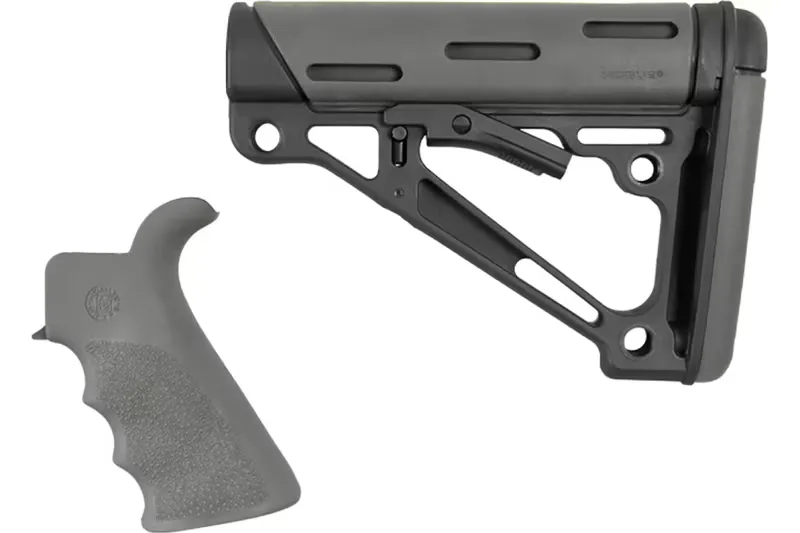 Hogue Overmolded Beavertail Grip and Collapsible Buttstock Kit for AR-15/M16, Slate Gray - 15556 - Pistol Grip for AR-15 - view 1