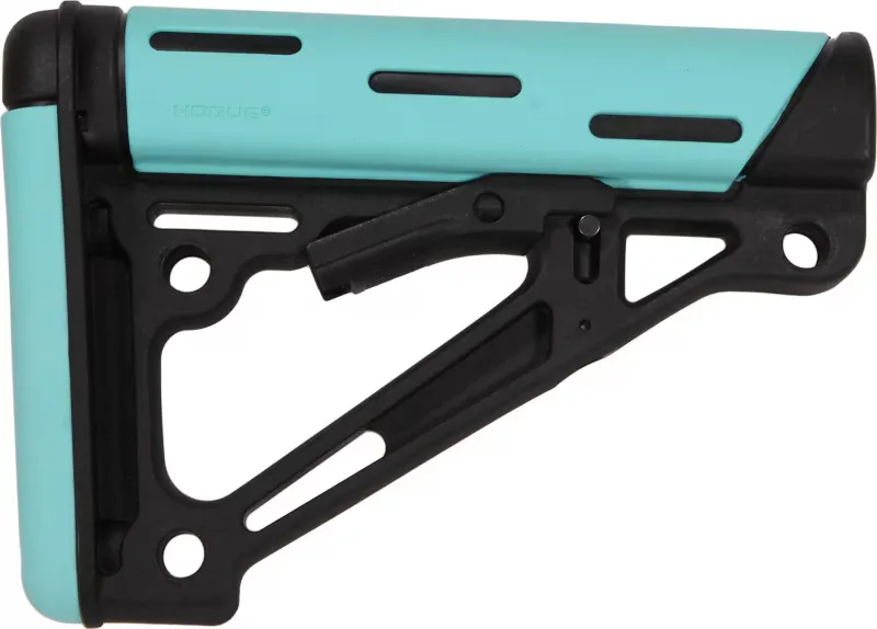 Hogue OverMolded Reinforced Polymer Collapsible Buttstock, Black/Aqua - 13440 - Stock & Brace for AR-15 - view 1