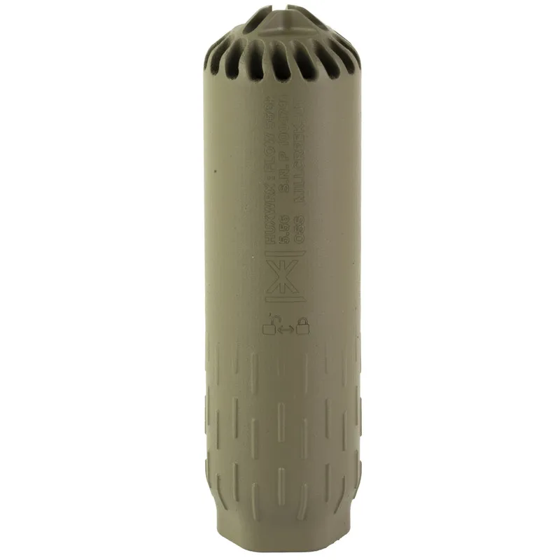 HUXWRX Flow 556K 5.5in 556NATO C-Series Cerakote Finish Flat Dark Earth 17-4PH Stainless Steel Suppressor w/ 1/2X28 Flash Hider (2450) - Muzzle Device for AR-15, vista 1