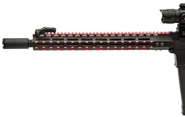 Leapers UTG PRO M-Lok Super Slim AR-15 Free Floating 15" Rail, Black/Red 2-Tone - MTU019SSMR2 - Handguard for AR-15 - view 2
