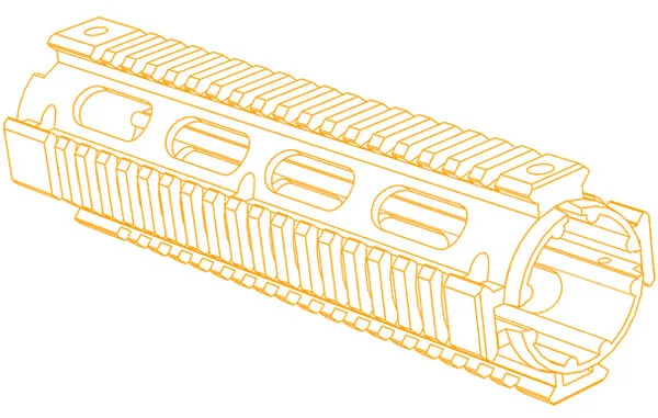 Leapers UTG PRO Model 4/AR-15 Mid Length Drop-in Quad Rail, Black - Handguard for AR-15, vista 1