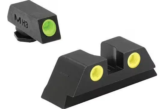 Meprolight Mepro Tru-Dot Sight Front/Rear, Green/Yellow - 102203201 - Iron Sights for AR-15 - view 1