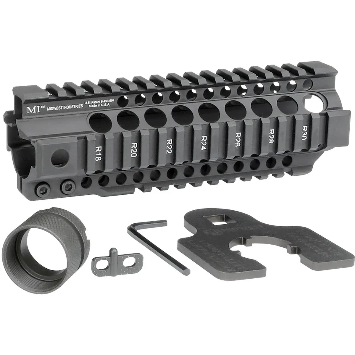 Midwest Industries 9.25" Quad Rail Combat T-Series Free Float Handguard, Black Anodized - MI-CRT9.5 - Handguard for AR-15 - view 1