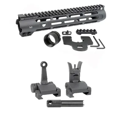 Midwest Industries Ar-15 Slim Line Handguards W/ Flip-Up Combat Sights - 10.5" Slim Line Handguard W/ Flip-Up Combat Sights - Handguard for AR-15 - view 1