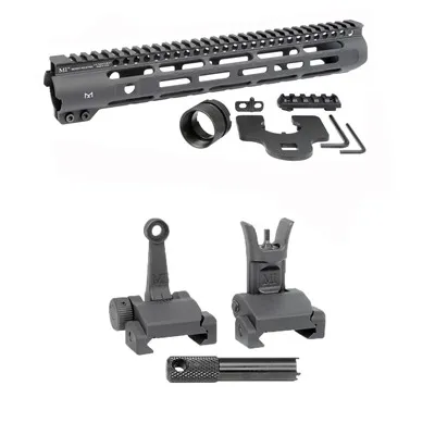 Midwest Industries Ar-15 Slim Line Handguards W/ Flip-Up Combat Sights - 12.625" Slim Line Handguard W/ Flip-Up Combat Sights - Handguard for AR-15 - view 1