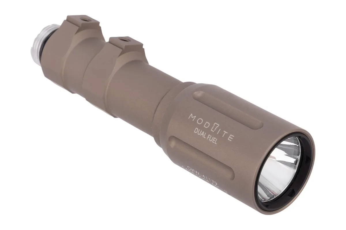 Modlite Systems OKW 18650 Dual Fuel Weapon Mounted Light - No Tailcap or Charger - FDE - Light, vista 1