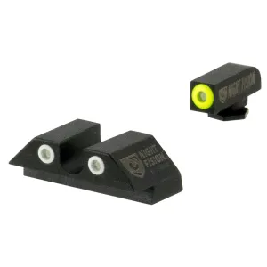 Night Fision Perfect Dot Tritium Night Sight Set with White "U" Notch Rear, Yellow Front - GLK-001-007-YGWG - Iron Sights for AR-15, vista 1