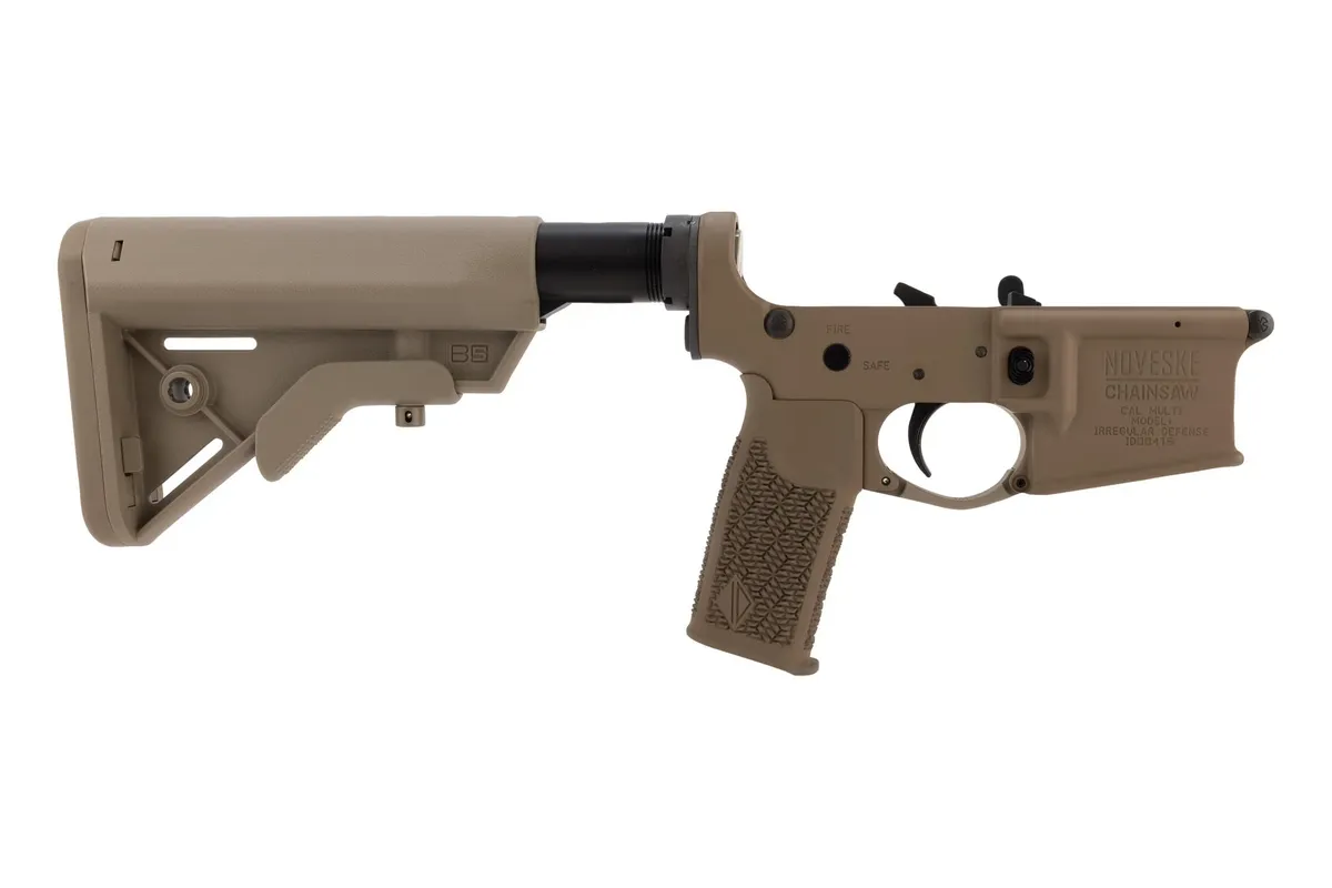 Noveske Rifleworks X Irregular Defense Chainsaw N4 AR-15 Complete Lower Receiver - FDE - Lower Receiver for AR-15 - view 1