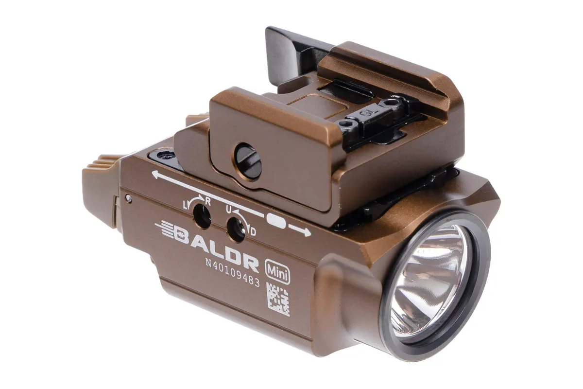 Olight Baldr Mini 600 Lumen Flashlight with Green Laser Sight - Tan - Light, vista 1