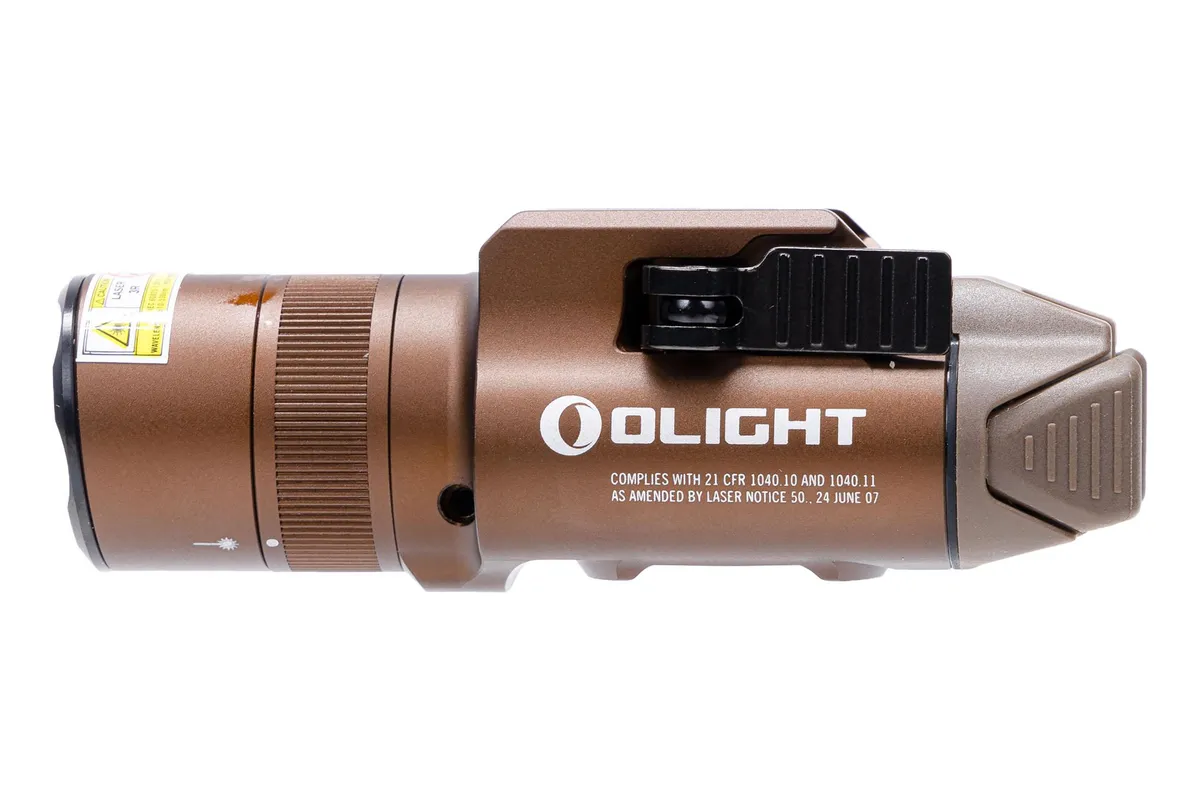 Olight Baldr Pro R 1350 Lumen Rechargeable Weapon Light and Green Laser Sight - Tan - Light, vista 2
