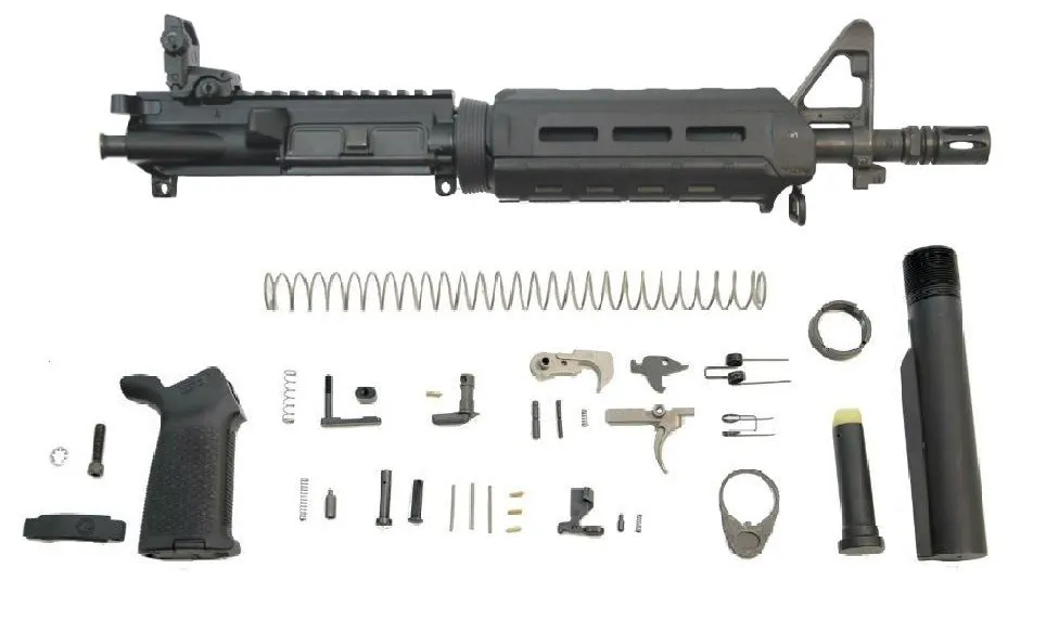 Palmetto State Armory PSA 10.5" Carbine-Length 5.56 NATO 1/7 Nitride MOE EPT Pistol Kit w/MBUS Rear, Black - Upper Receiver for AR-15 - view 1