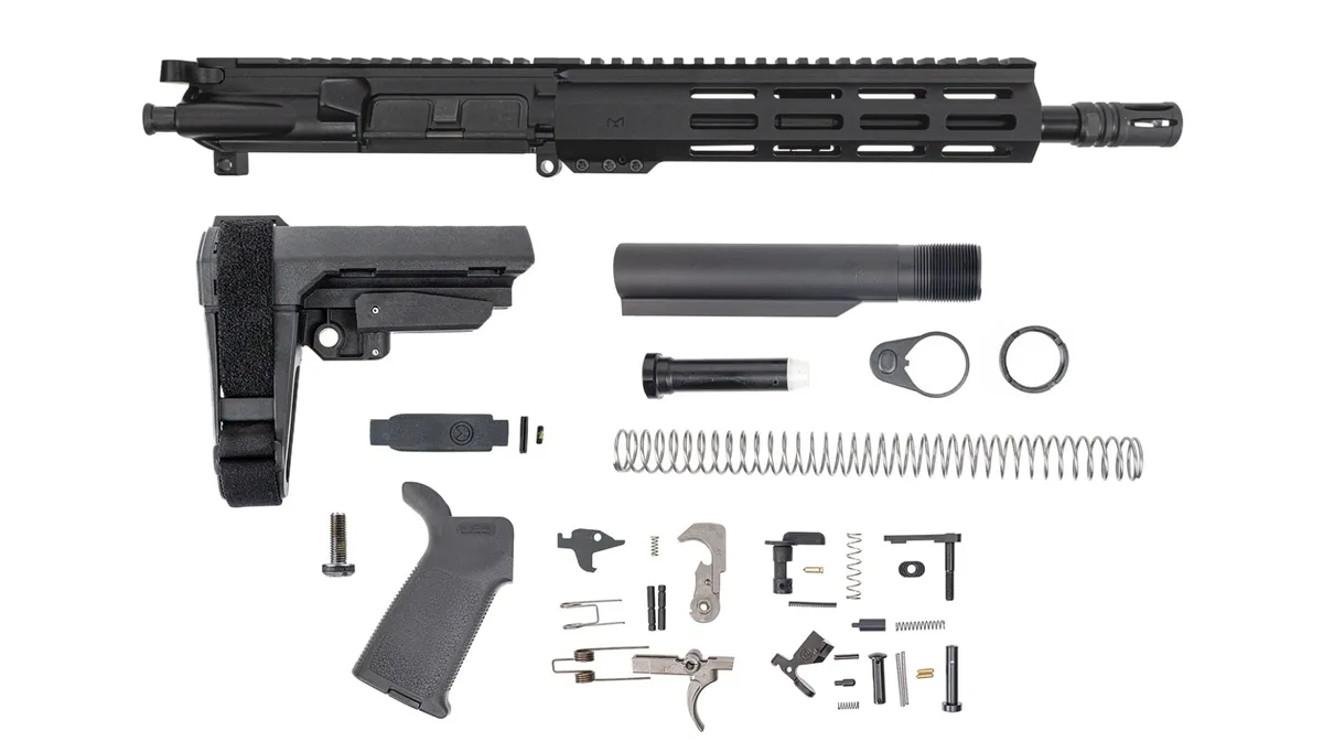 Palmetto State Armory PSA 10.5" Pistol-Length 300AAC Blackout Nitride 9" Hex M-Lok MOE EPT SBA3 Pistol Kit - Upper Receiver for AR-15, vista 1