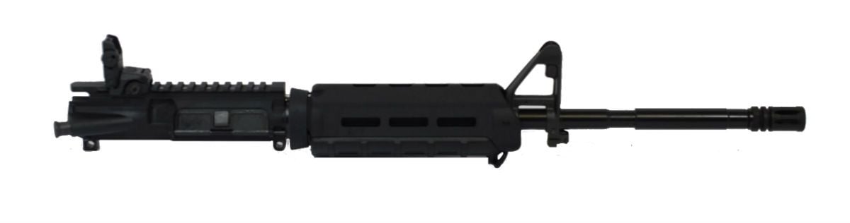PSA 16" Nitride 1:7 M4 Carbine 5.56 NATO MOE AR-15 Upper Assembly, Black - With Rear MBUS No BCG/CH - Upper Receiver for AR-15, vista 1