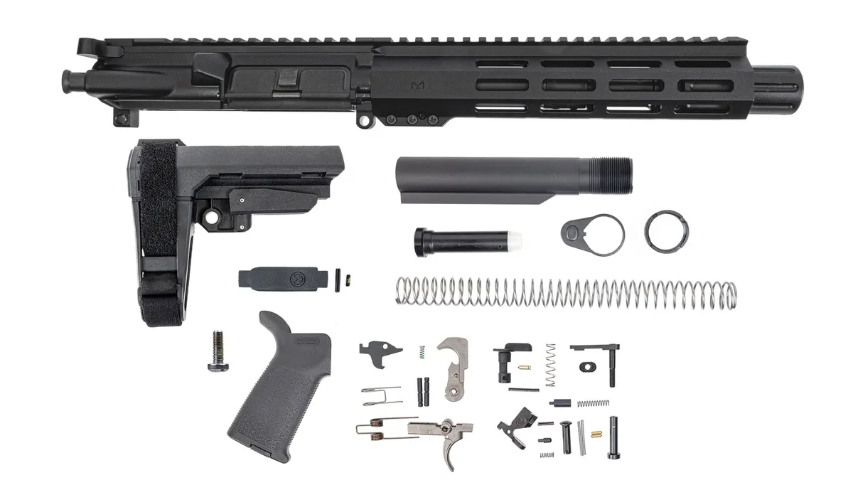 Palmetto State Armory PSA 7.5" 300AAC Blackout Phosphate 9" Lightweight Hex M-Lok MOE EPT SBA3 Pistol Kit - Upper Receiver for AR-15 - view 1