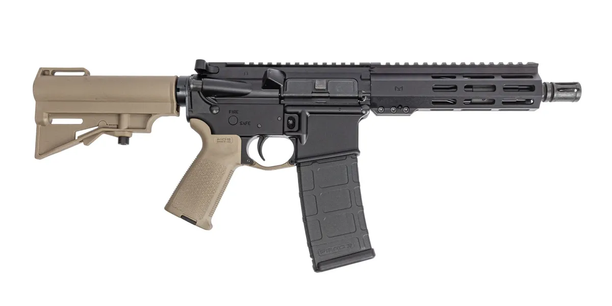Palmetto State Armory PSA 7.5" Pistol-Length 5.56 NATO 1/7 Nitride 7" Hex M-Lok MOE AR-15 Complete Pistol W/HAR-15 Brace, FDE - Complete Rifle - view 1