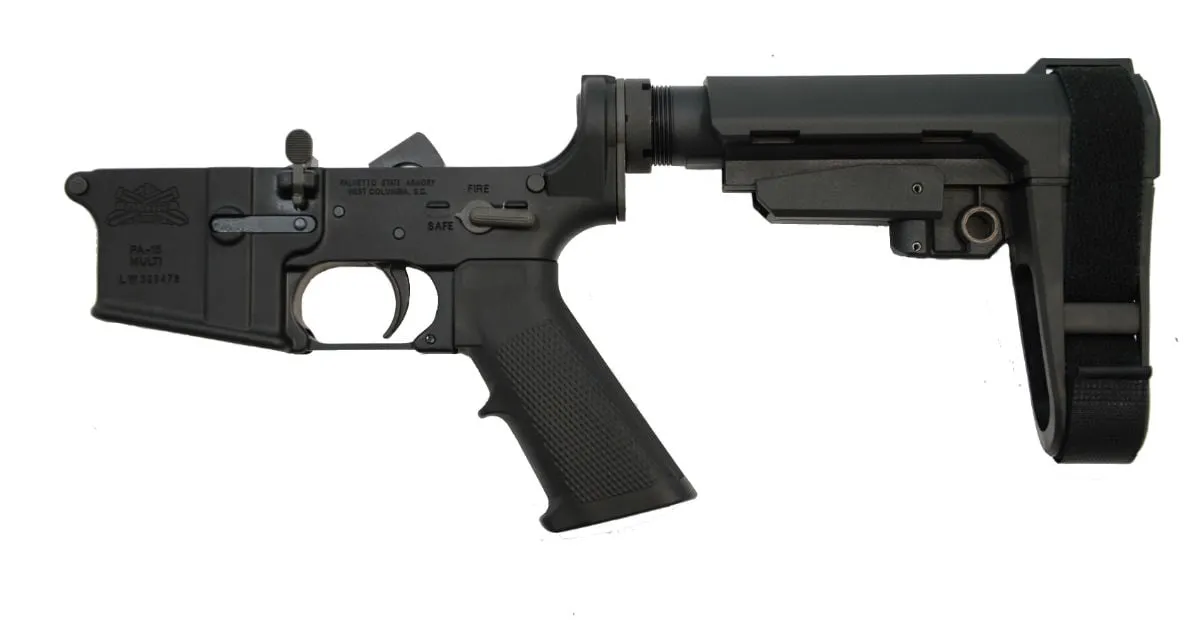 Palmetto State Armory PSA AR-15 Classic Lower With SB Tactical Adjustable Brace, Black - Lower Receiver for AR-15 - view 1