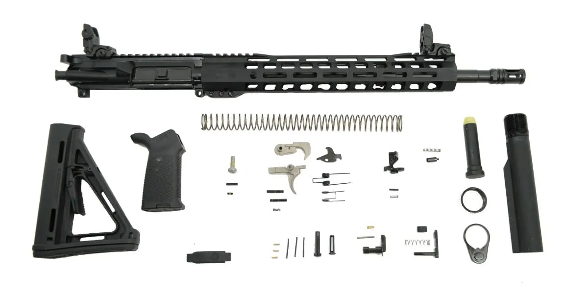 Palmetto State Armory PSA AR-15 Rifle Kit 5.56 16" 1:7 Mid-Lgth Nitride 13.5" LTWT M-Lok MOE w/ MBUS Sights - Upper Receiver for AR-15 - view 1