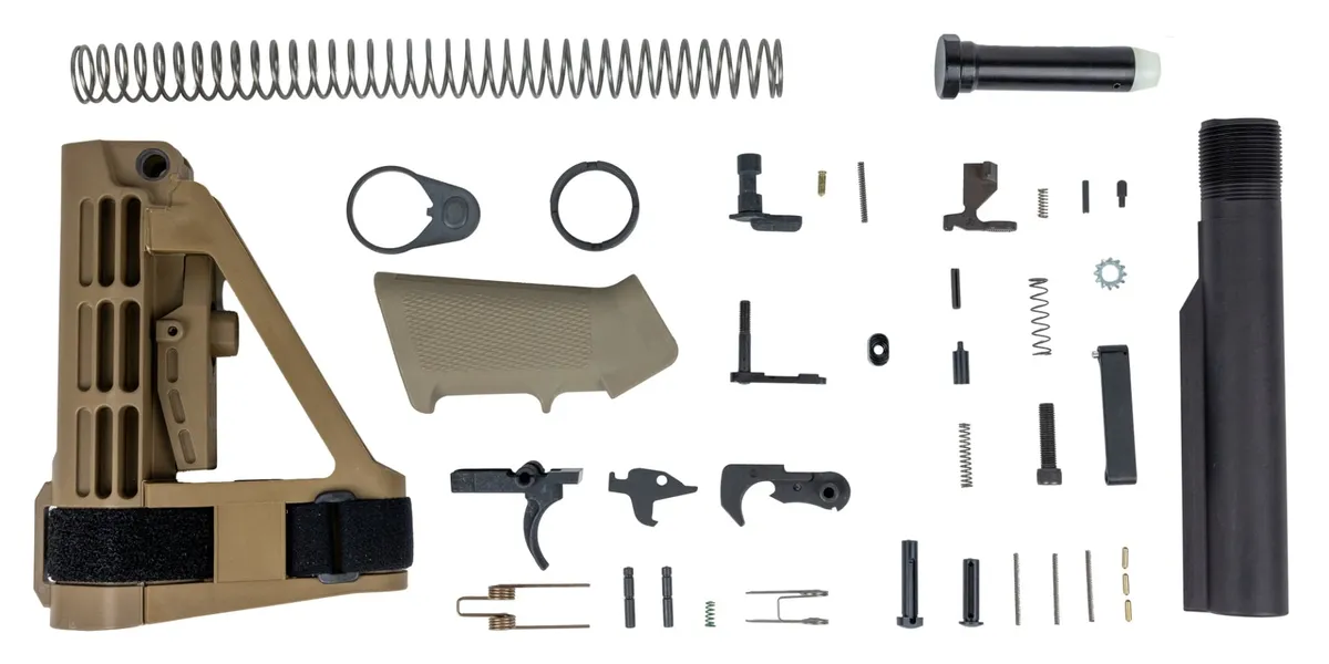 Palmetto State Armory PSA Classic SBA4 Lower Build Kit, Flat Dark Earth - Stock & Brace for AR-15, vista 1