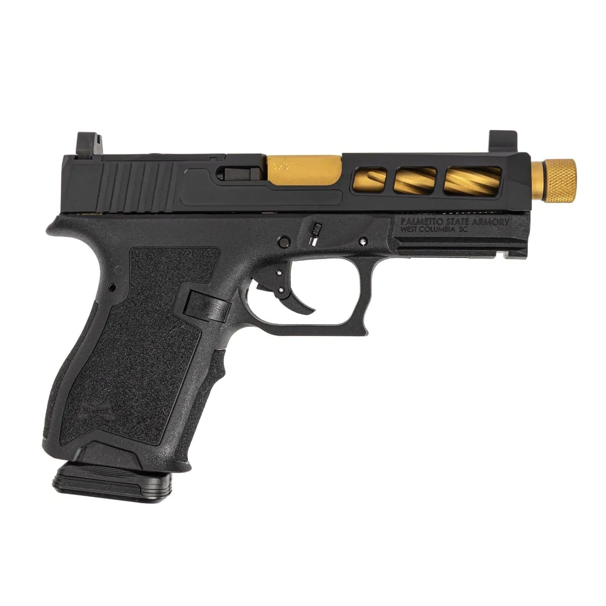 Palmetto State Armory PSA Dagger Compact 9mm Pistol With SW1 RMR Slide & TiN Spiral Fluted Threaded Barrel, Black - Barrel for AR-15, vista 1