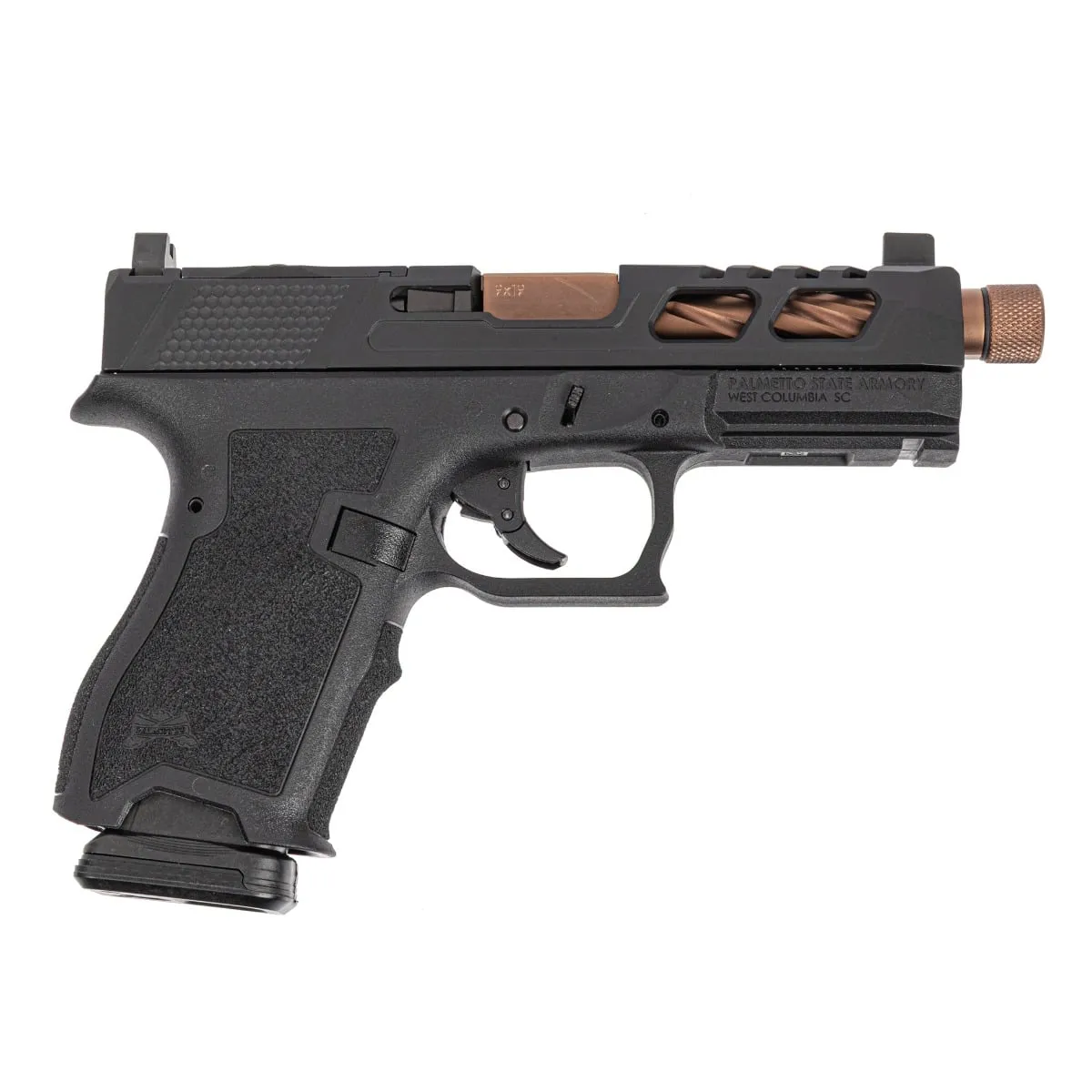 Palmetto State Armory PSA Dagger Compact 9mm Pistol With SW6 RMR Slide & Copper Spiral Fluted Threaded Barrel, Black - Barrel for AR-15, vista 1