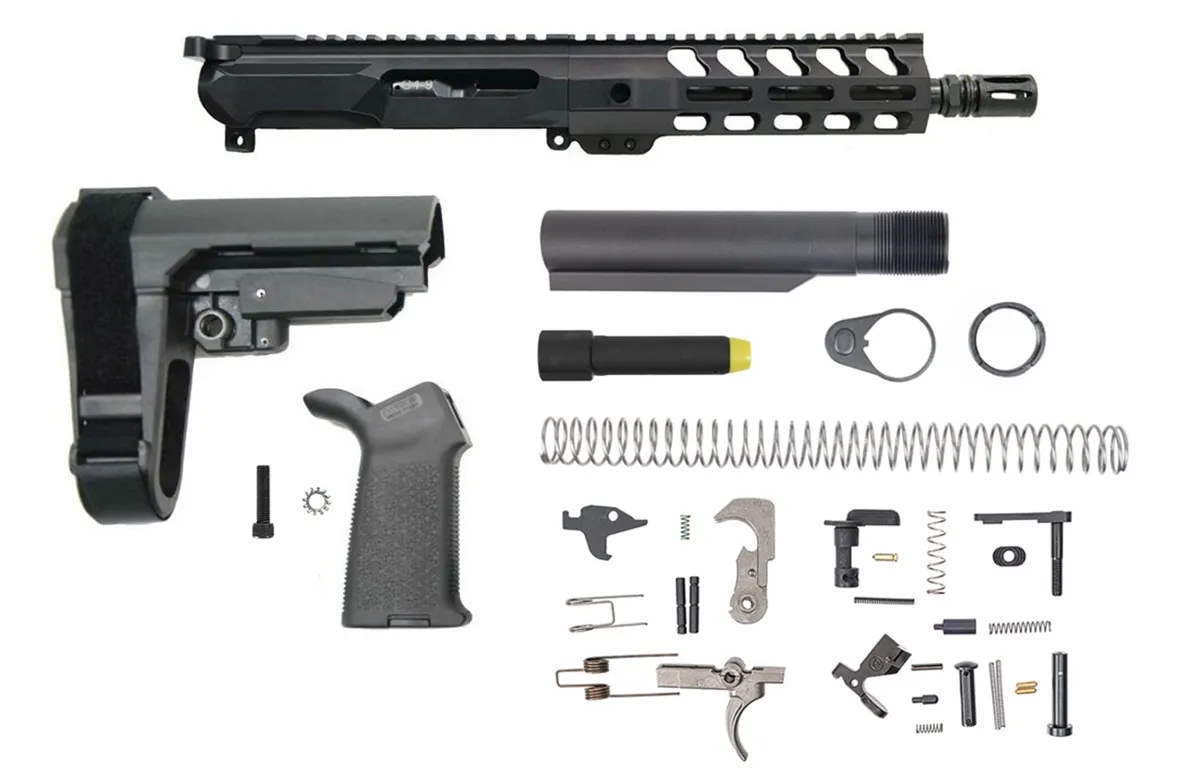 Palmetto State Armory PSA Gen4 8" 9mm 1/10 Nitride 7" Lightweight M-lok Railed MOE EPT SBA3 Pistol Kit - Upper Receiver for AR-15 - view 1