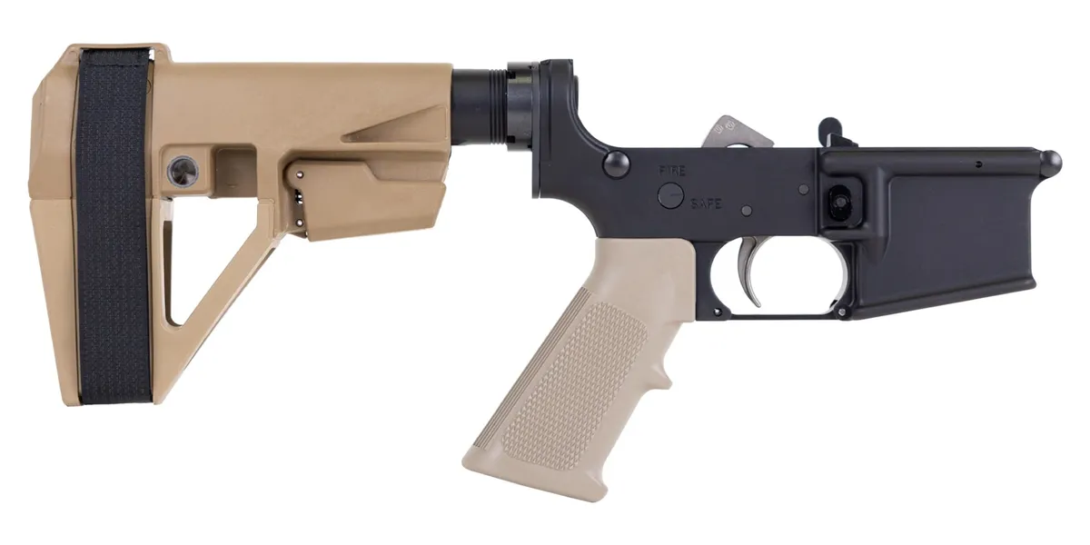 Palmetto State Armory PSA PA15 Classic EPT Complete Lower w/ SBA5 Brace, FDE - Lower Receiver for AR-15 - view 1