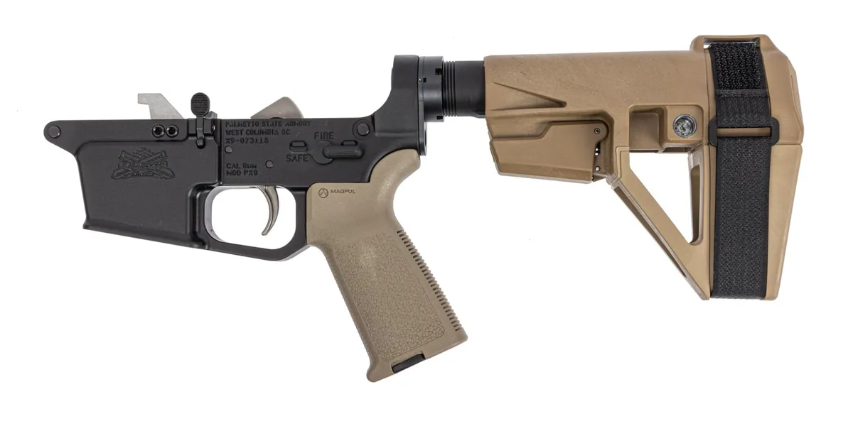 Palmetto State Armory PSA PX9 MOE EPT Complete Pistol Lower SBA5 Brace, FDE - Lower Receiver for AR-15 - view 1