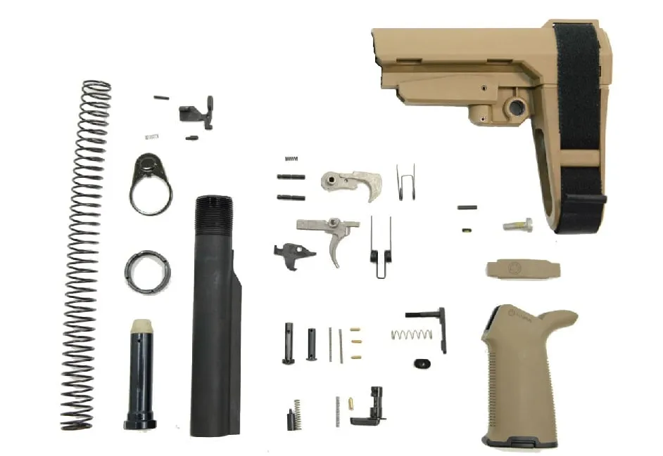 Palmetto State Armory PSA SBA3 MOE+ EPT Pistol Lower Build Kit, Flat Dark Earth - Lower Receiver for AR-15 - view 1