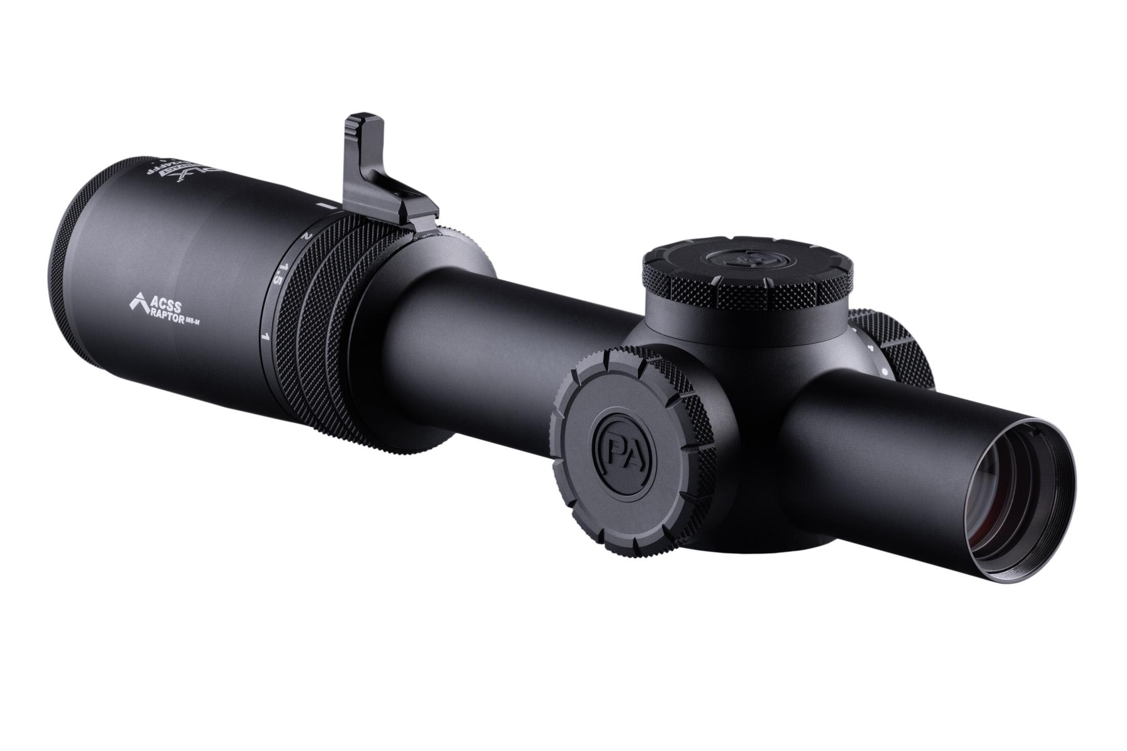 Primary Arms Compact PLxC 1-8x24 FFP Rifle Scope - Illuminated ACSS Raptor M8 Reticle - 5.56 / .308 - Meter - Rifle Scope, vista 1