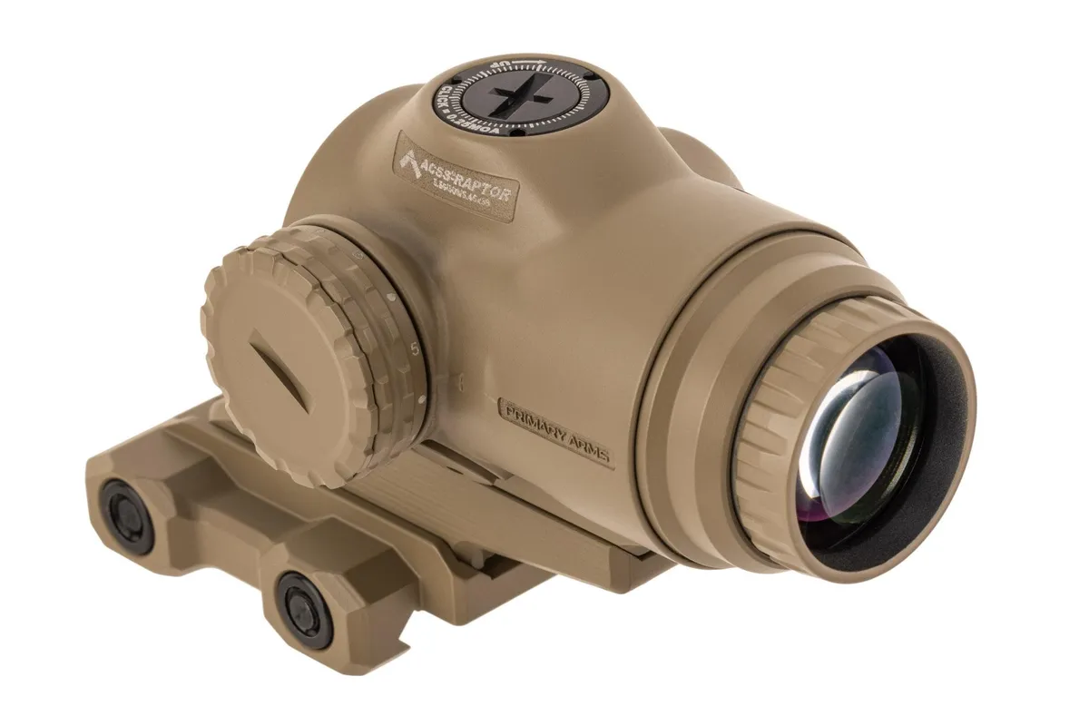 Primary Arms SLx 3x Micro Prism Scope Illuminated Red ACSS Raptor 5.56/308 Yard Reticle Flat Dark Earth - Rifle Scope - view 2