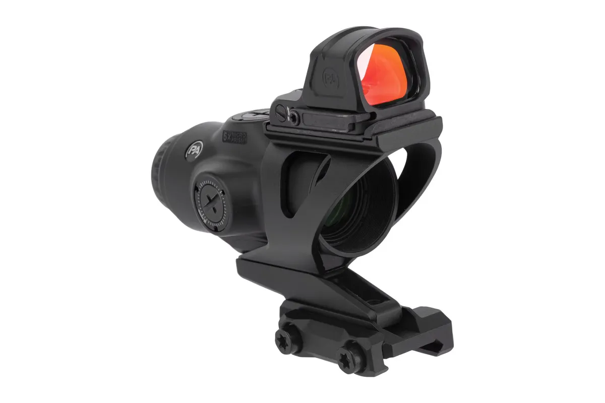 Primary Arms SLx 5X MicroPrism™ Red ACSS Aurora 5.56 with RS-10 3 MOA Reflex Sight & Piggyback Mount - Optic, vista 1