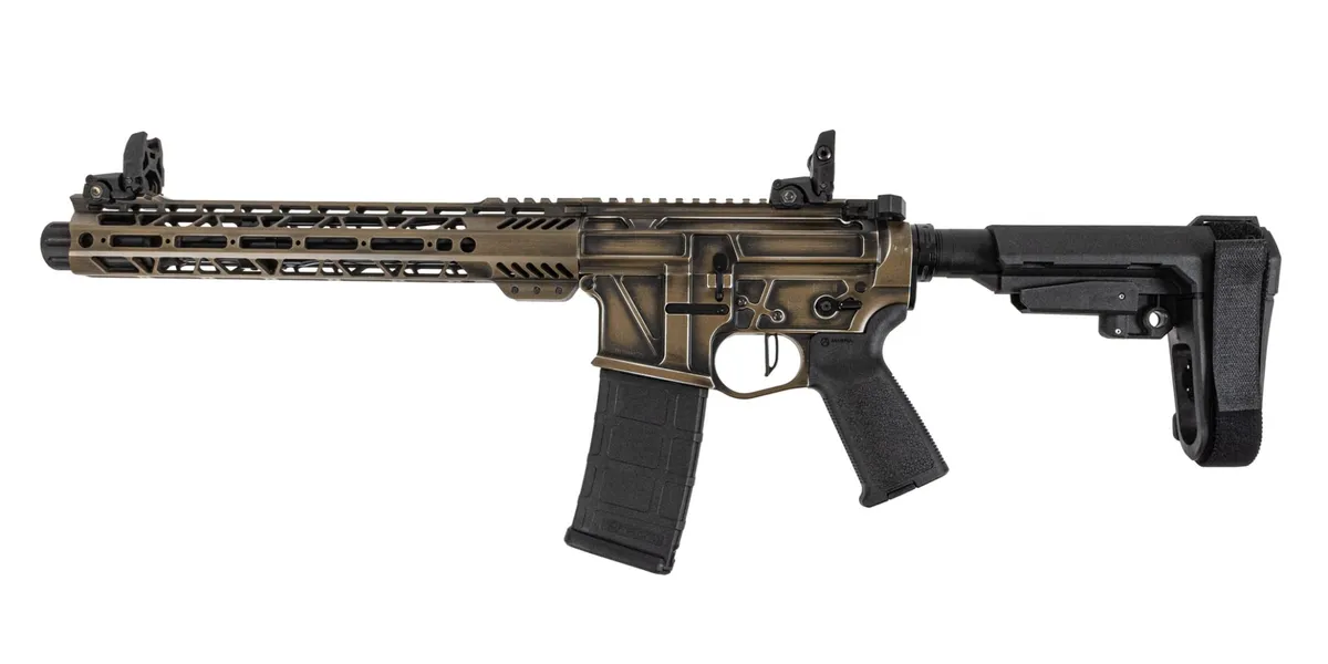 PSA Custom 10.5" .223 Wylde Billet AR-15 Pistol w/ SBA3 Brace, Worn Coyote - Stock & Brace for AR-15, vista 1