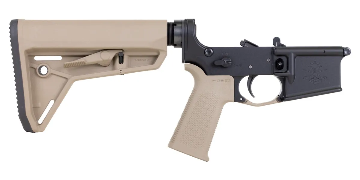 Palmetto State Armory PSA Sabre-15 Forged Lower with MOE SL Stock and Grip, FDE - Lower Receiver for AR-15 - view 1