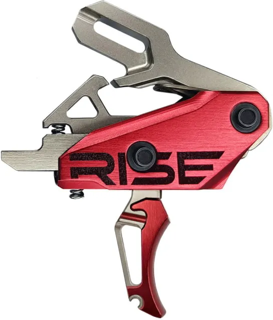 RISE Armament Rev 535 Slide-and-Snap Trigger Flat/Curved 3-3.5lb Silver/Red - Trigger for AR-15, vista 1