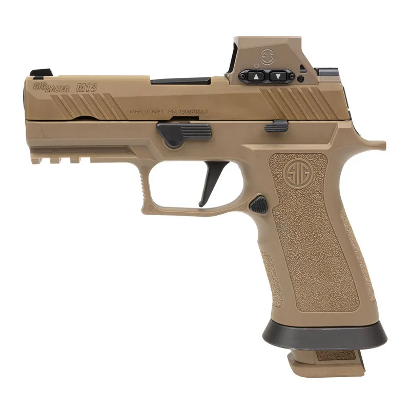 SIG SAUER M18X 9mm 3.9in 3x 21rd Mags Coyote Tan Pistol with ROMEO-M17 Red Dot Sight (M18X-9-RX) - Optic, vista 1
