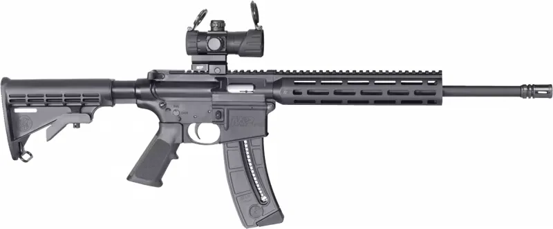 Smith & Wesson M&P1522SPT 12722, .22 L.R. Sport Model, with 16.5" Barrel, Red/Green Optic, M-LOK Rail, 6 Position Stock, Black, 25 Round Mag - Complete Rifle - view 1
