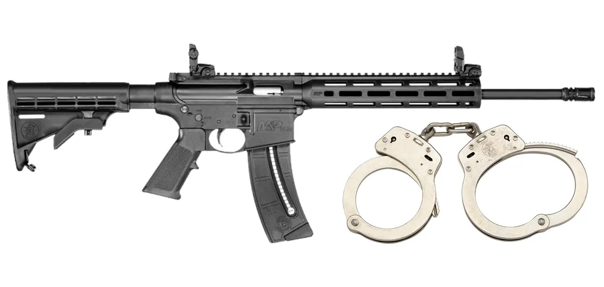 Smith & Wesson M&P15-22 .22LR AR-15 Rifle - Threaded - 16" - With FREE S&W M100 Nickel Handcuffs - QUALIFIED INDIVIDUALS ONLY - Complete Rifle, vista 1