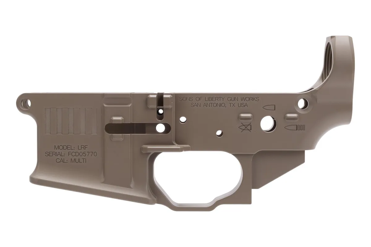 Sons of Liberty Gun Works / Forward Controls Design Billet Ambi AR-15 Lower Receiver - FDE Cerakote - Lower Receiver for AR-15 - view 3