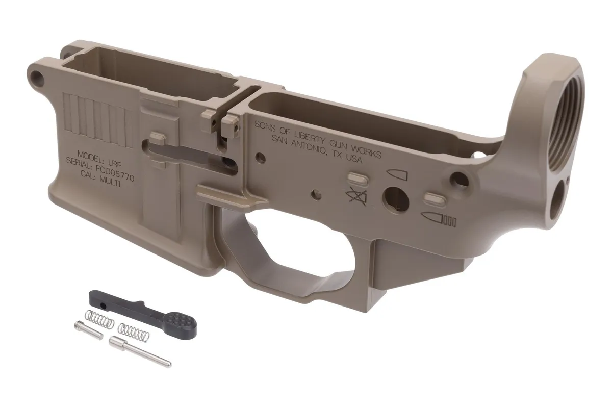 Sons of Liberty Gun Works / Forward Controls Design Billet Ambi AR-15 Lower Receiver - FDE Cerakote - Lower Receiver for AR-15, vista 4