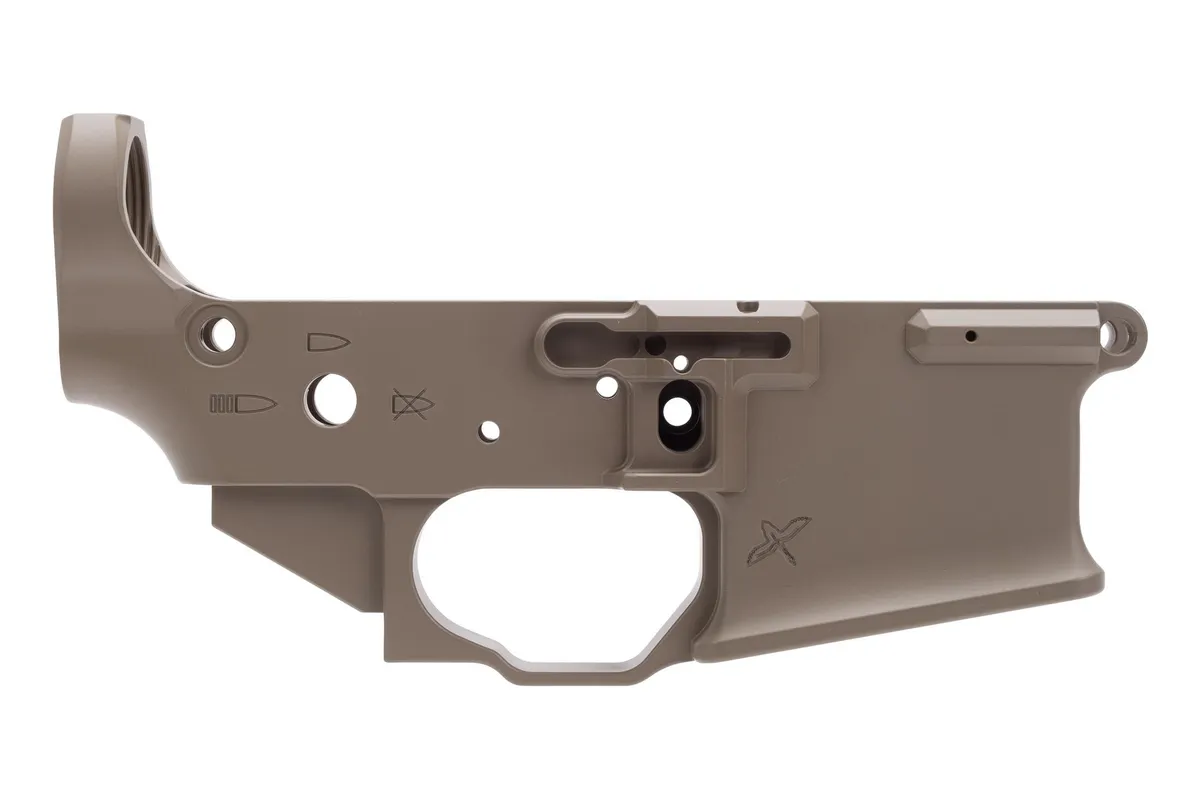 Sons of Liberty Gun Works / Forward Controls Design Billet Ambi AR-15 Lower Receiver - FDE Cerakote - Lower Receiver for AR-15, vista 1