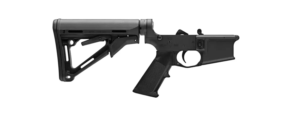 Sons of Liberty Gun Works Forged Lower with CTR Stock and MOE Trigger guard – Upgraded - Lower Receiver for AR-15, vista 1