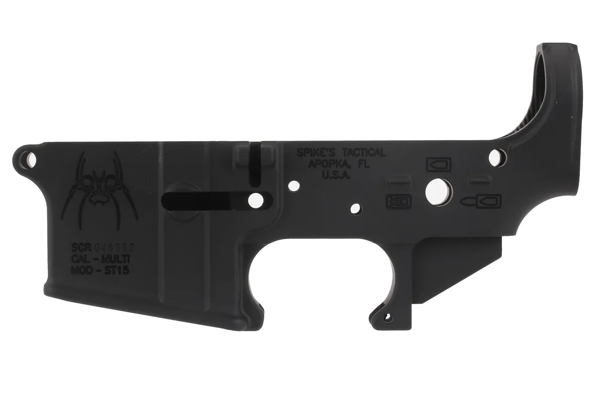 Spike's Tactical Spikes Tactical Forged Stripped Ar-15 Lower - Spider - Bullet Markings - Lower Receiver for AR-15 - view 2