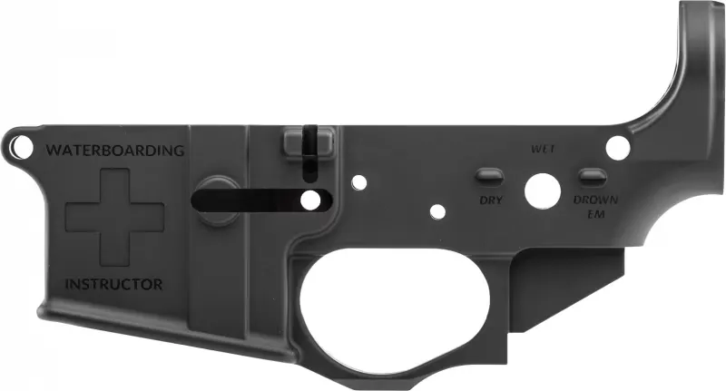 Spike's Tactical Spikes Tactical Multi-Caliber Waterboarding Instructor Logo Lower Receiver, Hardcoat Anodized Black - STLS033 - Lower Receiver for AR-15 - view 2
