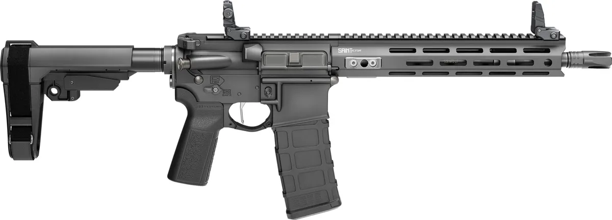 Springfield Armory Springfield Saint Victor V2 5.56 NATO 11.5" MLOK SBA3 AR-15 Pistol, Black - STV9115556BPV2SBA3 - Complete Rifle, vista 1