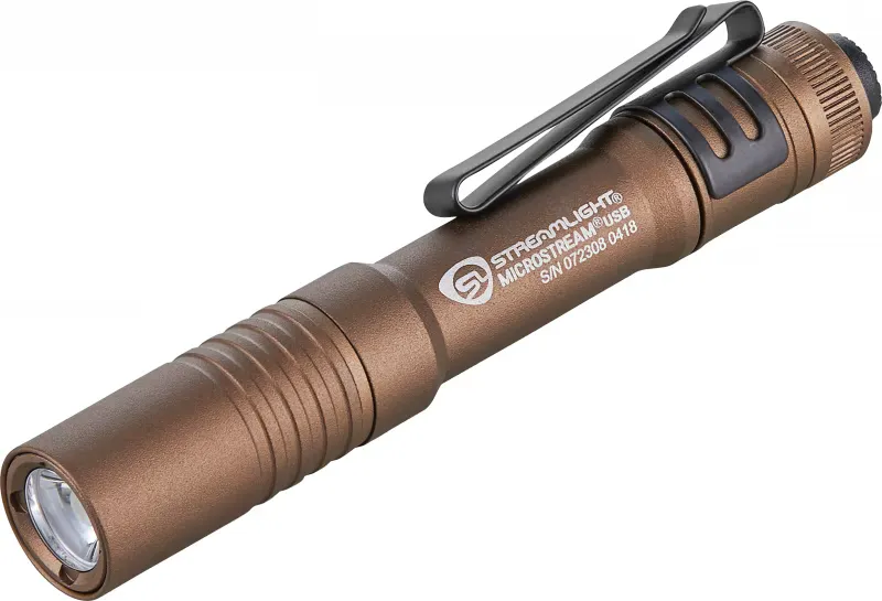 Streamlight 66608 Microstream USB Pocket Light Coyote Aluminum White LED 50/250 Lumens 68 Meters Range - Light - view 1