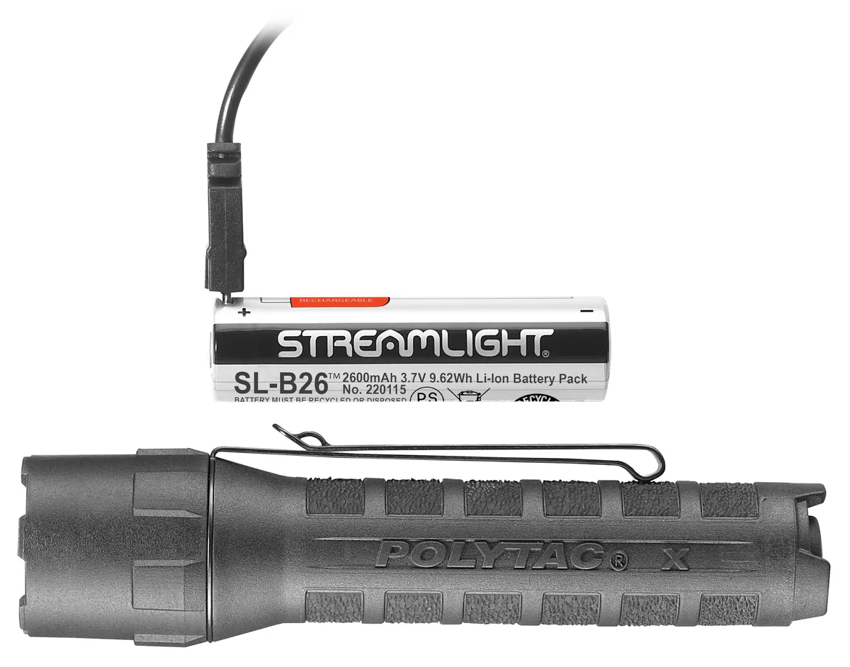 Streamlight PolyTac X USB - Includes 18650 Battery - Clam - Light, vista 1