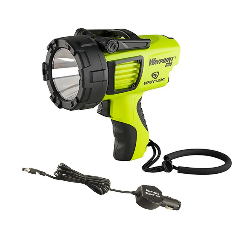 STREAMLIGHT Waypoint Rechargeable 120V AC Yellow Pistol-Grip Spotlight With Rechargeable/Super Siege 12V DC Cord (44910-44923-BUNDLE) - Light, vista 1