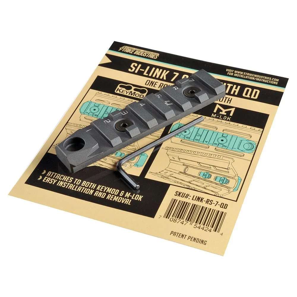 Strike Industries 3.4" 6061 Aluminum 1-Piece Link Rail Section w/ Quick Detach, Hardcoat Anodized Black - LINK-RS-7-QD - Optic Mount - view 4